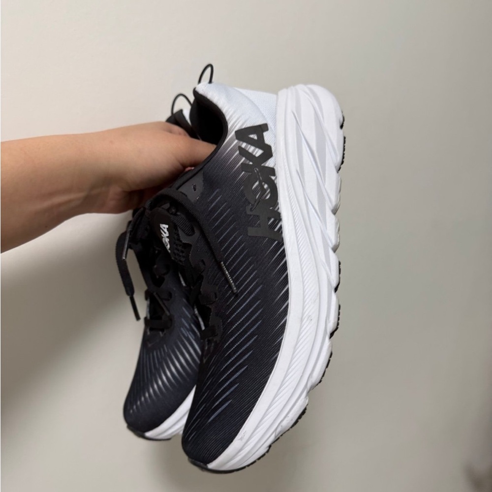 Hoka Black and White Athletic Sneakers